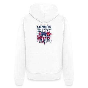 People Of London City England United Kingdom - Unisex Premium Bio Zip Hoodie - Weiß - Hinten - Thijin (182cm)