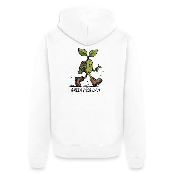 Ökologische Pflanze auf einer Wanderung - Unisex Premium Bio Zip Hoodie - Weiß - Hinten - Thijin (182cm)