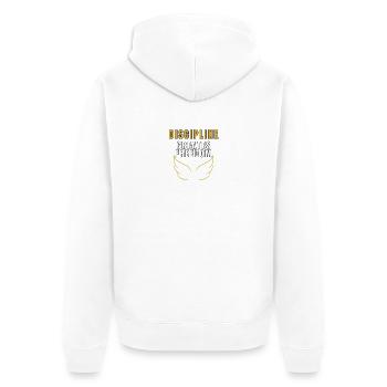 Discipline Creates Freedom - Unisex Premium Organic Zip Hoodie - white - Back - Thijin (182cm)