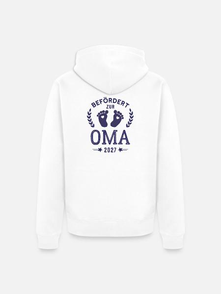 Befördert zur Oma 2027 Neue Großmutter - Unisex Premium Bio Zip Hoodie - Weiß
