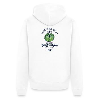 Annonce Grossesse Alerte Gros Bidon Chou - Veste à capuche bio Premium Unisexe - blanc - Dos - Thijin (182cm)