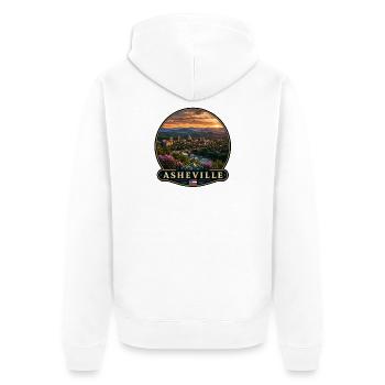 Asheville USA Reise Urlaub Natur Kunst - Unisex Premium Bio Zip Hoodie - Weiß - Hinten - Thijin (182cm)