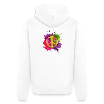 Signe de paix Hippie Splash – Flower Power - Veste à capuche bio Premium Unisexe - blanc - Dos - Thijin (182cm)