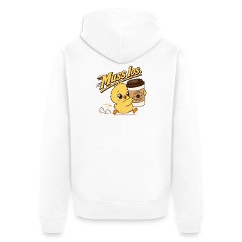 Küken Kaffee Muss Los Kaffeeliebhaber - Unisex Premium Bio Zip Hoodie - Weiß - Hinten - Thijin (182cm)