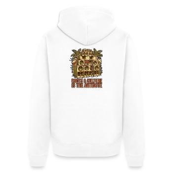Antidote Is Roots - Unisex Premium Organic Zip Hoodie - white - Back - Thijin (182cm)