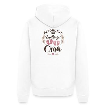 Befördert zur Zwillingsoma Oma von Zwillingen - Unisex Premium Bio Zip Hoodie - Weiß - Hinten - Thijin (182cm)