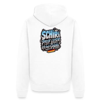Schiri pfeif leiser ich hab Gefühle - Unisex Premium Bio Zip Hoodie - Weiß - Hinten - Thijin (182cm)