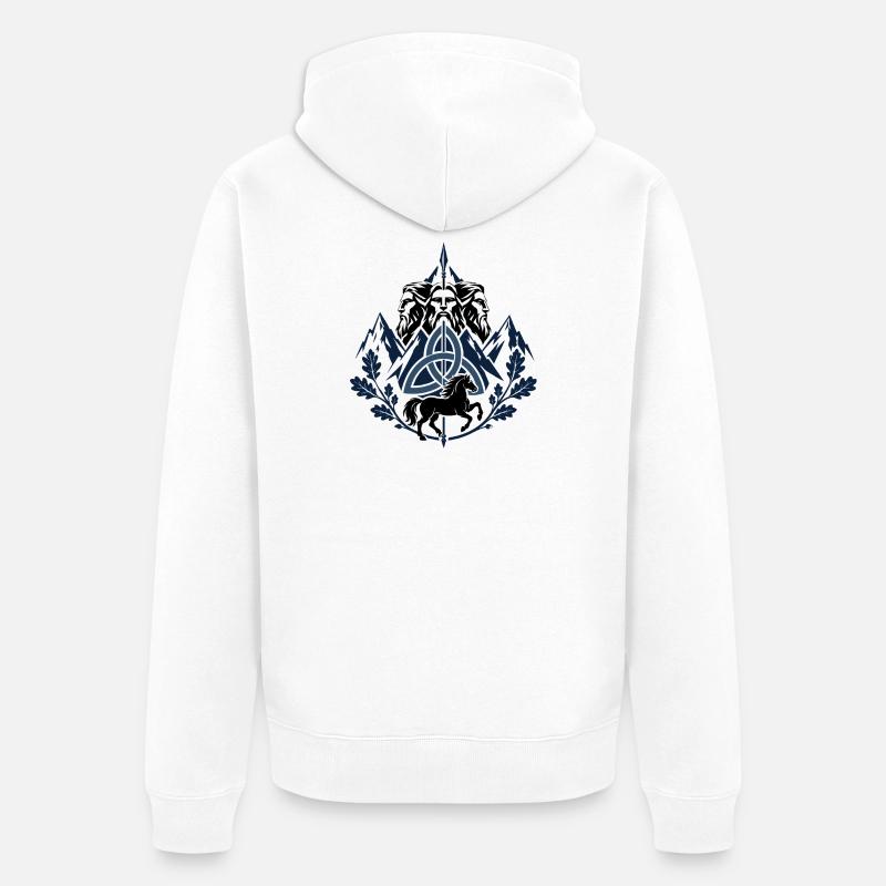 Emblème slave de Triglav - Veste à capuche bio Premium Unisexe - blanc