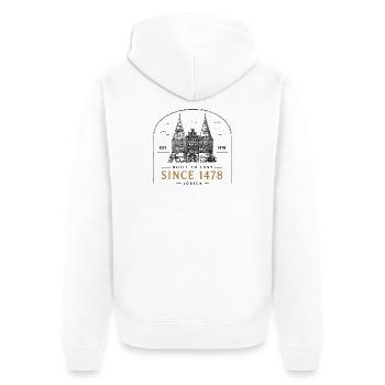  Lübeck Holstentor Since 1478 Built To Last Est - Unisex Premium Bio Zip Hoodie - Weiß - Hinten - Thijin (182cm)