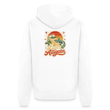 Später Alligator Retro-Sonnenuntergang - Unisex Premium Bio Zip Hoodie - Weiß - Hinten - Thijin (182cm)