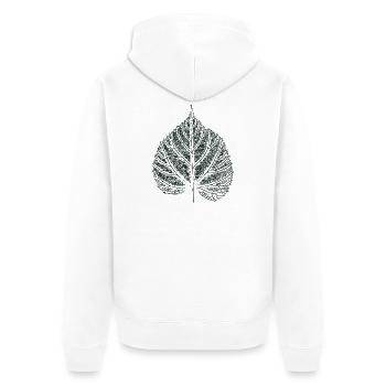 Linden Leaf - Natural Leaves - Unisex Premium Organic Zip Hoodie - white - Back - Thijin (182cm)