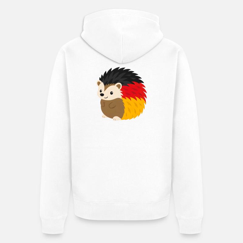 Regenbogen-Igel Design - Unisex Premium Bio Zip Hoodie - Weiß