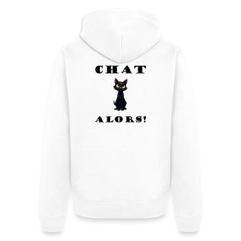 Cat then! Cat Vector Humorous Design - Unisex Premium Organic Zip Hoodie - white - Back - Thijin (182cm)