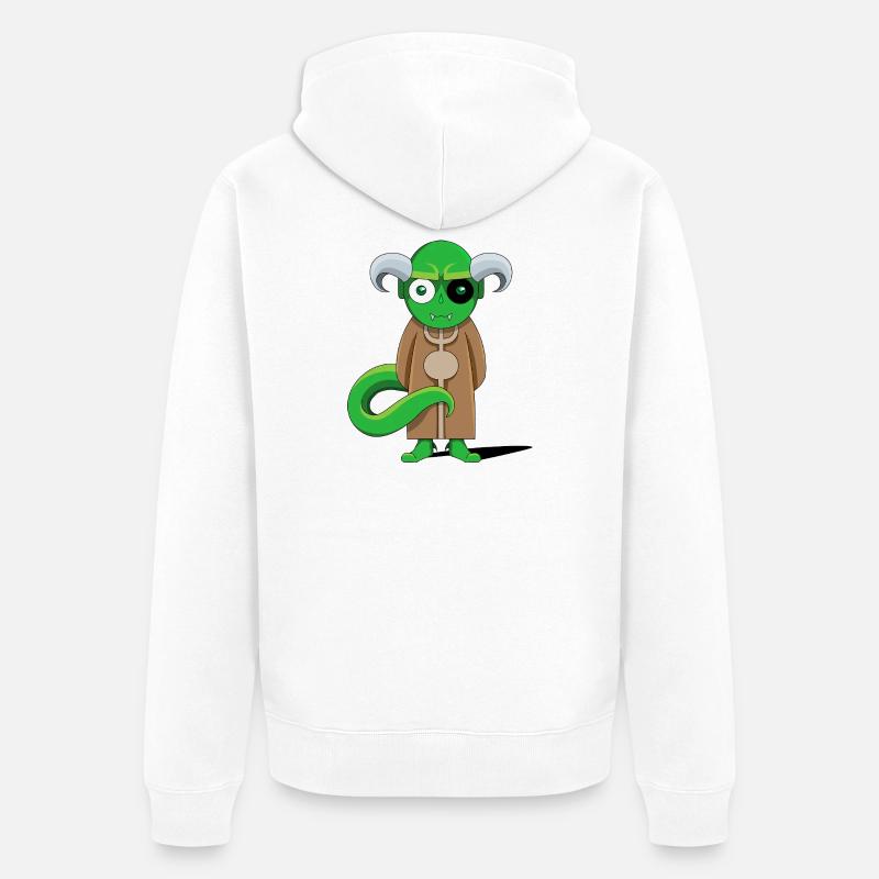 Démon Vert en robe marron - Veste à capuche bio Premium Unisexe - blanc