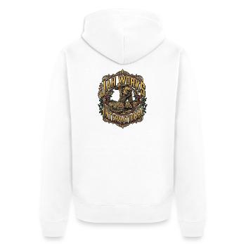 Jah Works - Unisex Premium Organic Zip Hoodie - white - Back - Thijin (182cm)