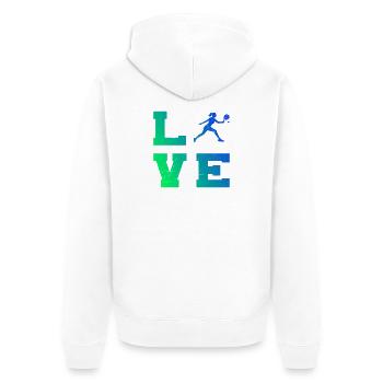 Idée cadeau d’équipement de padel pour les fans de parcours de padel - Veste à capuche bio Premium Unisexe - blanc - Dos - Thijin (182cm)