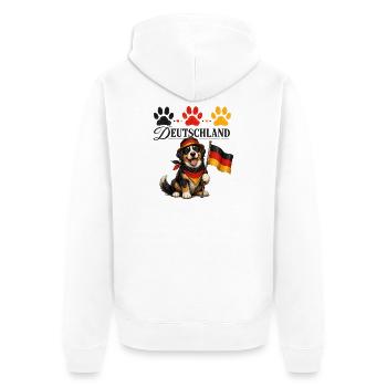 Deutschland Hund mit Flagge Pfoten - Unisex Premium Bio Zip Hoodie - Weiß - Hinten - Thijin (182cm)