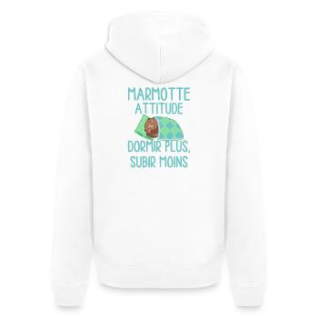 Marmotte Attitude Dormir Plus - Veste à capuche bio Premium Unisexe - blanc - Dos - Thijin (182cm)