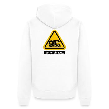 So, ich bin raus. Wohnmobil Freiheit - Unisex Premium Bio Zip Hoodie - Weiß - Hinten - Thijin (182cm)