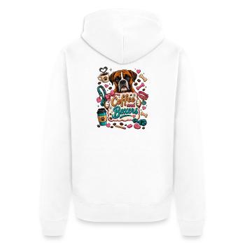 Café et Boxers – Boxer Dog Coffee Love - Veste à capuche bio Premium Unisexe - blanc - Dos - Thijin (182cm)