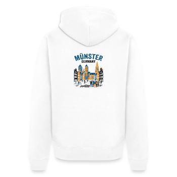 Münster Germany Skyline With Cyclists And Tourists - Unisex Premium Organic Zip Hoodie - white - Back - Thijin (182cm)