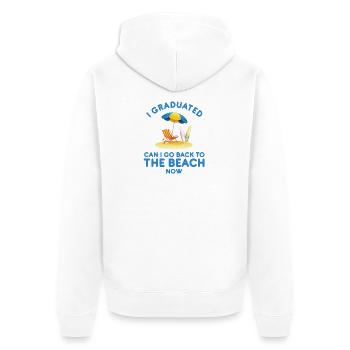 Ich habe meinen Abschluss gemacht. Kann ich jetzt zurück zum Strand. - Unisex Premium Bio Zip Hoodie - Weiß - Hinten - Thijin (182cm)