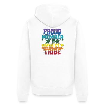 Membre fier de la tribu du ukulélé - Veste à capuche bio Premium Unisexe - blanc - Dos - Thijin (182cm)
