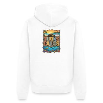 Souvenir of the Turks and Caicos Islands - Unisex Premium Organic Zip Hoodie - white - Back - Thijin (182cm)