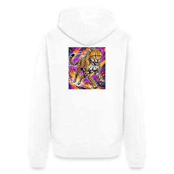 cheetah - Unisex Premium Organic Zip Hoodie - white - Back - Thijin (182cm)