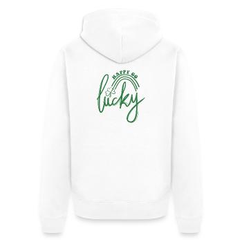 Lucky Script Shamrock Rainbow - Unisex Premium Organic Zip Hoodie - white - Back - Thijin (182cm)