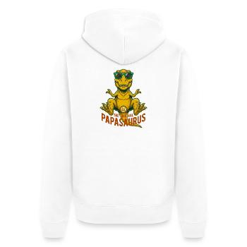 Papasaurus Original T-Rex Brille - Unisex Premium Bio Zip Hoodie - Weiß - Hinten - Thijin (182cm)