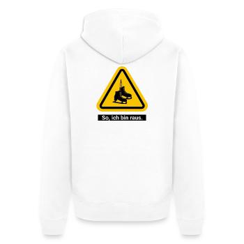 So, ich bin raus. Zeit fürs Eislaufen - Unisex Premium Bio Zip Hoodie - Weiß - Hinten - Thijin (182cm)