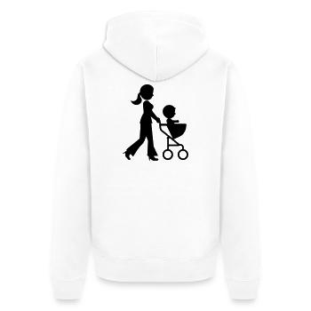 Mom stroller baby - Unisex Premium Organic Zip Hoodie - white - Back - Thijin (182cm)