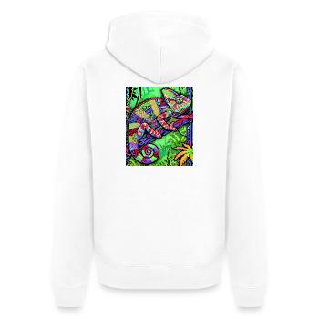Chamäleon - Unisex Premium Bio Zip Hoodie - Weiß - Hinten - Thijin (182cm)