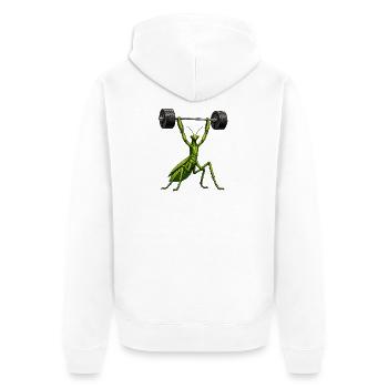 Comic Mante religieuse Bodybuilder Poids Fitness - Veste à capuche bio Premium Unisexe - blanc - Dos - Thijin (182cm)