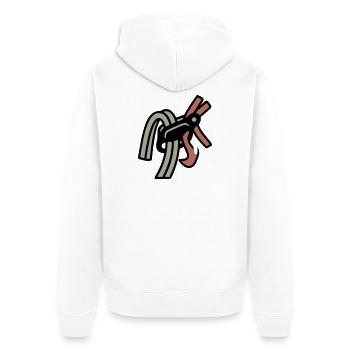 Sicherungsgerät Klettern Karabiner Bouldern - Unisex Premium Bio Zip Hoodie - Weiß - Hinten - Thijin (182cm)