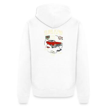 Ce que je fais passion voiture ancienne - Veste à capuche bio Premium Unisexe - blanc - Dos - Thijin (182cm)