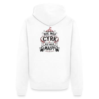 Nie Mój Cyrk Małpy - Unisex Premium Organic Zip Hoodie - white - Back - Thijin (182cm)