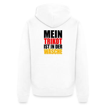 Mein Trikot ist in der Wäsche - Unisex Premium Bio Zip Hoodie - Weiß - Hinten - Thijin (182cm)