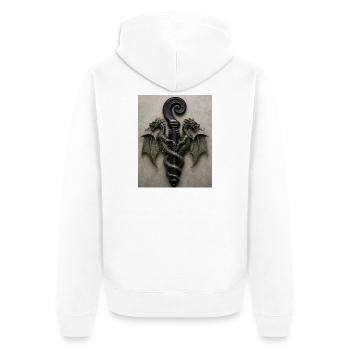 Drachen um den Griffstab - Unisex Premium Bio Zip Hoodie - Weiß - Hinten - Thijin (182cm)