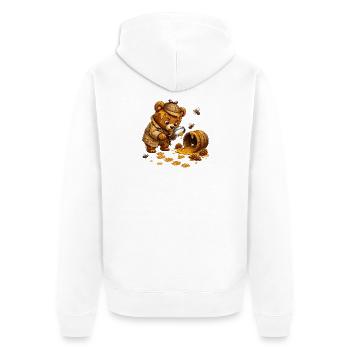 Honey Hunt Bear with Barrel - Unisex Premium Organic Zip Hoodie - white - Back - Thijin (182cm)