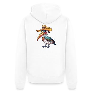 Sombrero drôle d’oiseau pélican - Veste à capuche bio Premium Unisexe - blanc - Dos - Thijin (182cm)