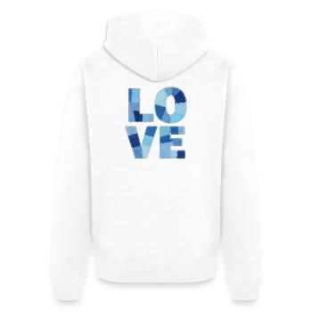 Patchwork Love Blue - Unisex Premium Organic Zip Hoodie - white - Back - Thijin (182cm)