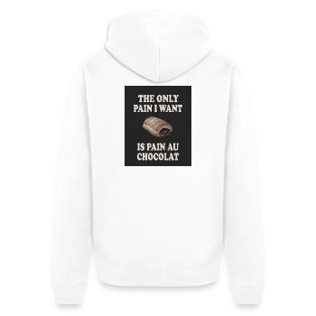 Pain Au Chocolat Vintage Food Pun - Unisex Premium Bio Zip Hoodie - Weiß - Hinten - Thijin (182cm)