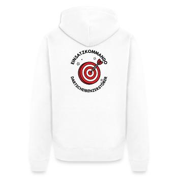Einsatzkommando Dartscheibenzerstörer Gruppenshirt - Unisex Premium Bio Zip Hoodie - Weiß - Hinten - Thijin (182cm)