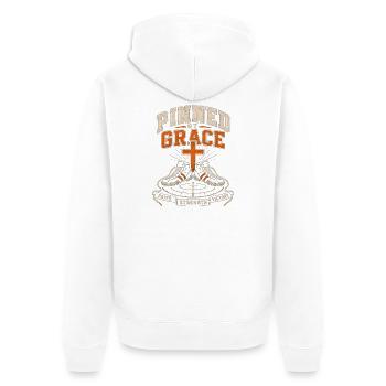 Pinned By Grace Christian Wrestler Faith - Unisex Premium Organic Zip Hoodie - white - Back - Thijin (182cm)