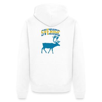 Sweden Moose Retro-Logo - Unisex Premium Bio Zip Hoodie - Weiß - Hinten - Thijin (182cm)