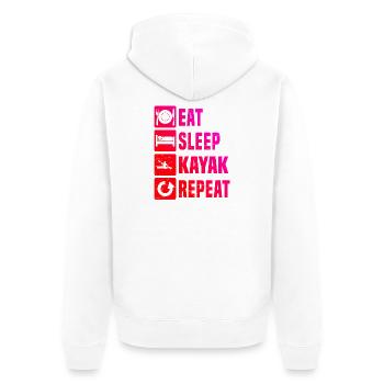 Geschenkidee für den Kajak-Fan mit Wildwasserkajak - Unisex Premium Bio Zip Hoodie - Weiß - Hinten - Thijin (182cm)