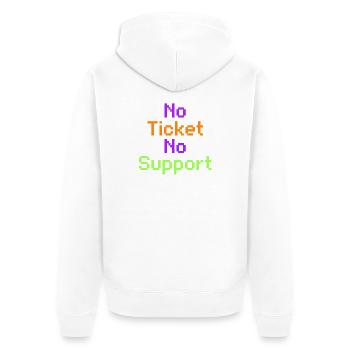 No Ticket No Support Informatiker IT Administrator - Unisex Premium Bio Zip Hoodie - Weiß - Hinten - Thijin (182cm)
