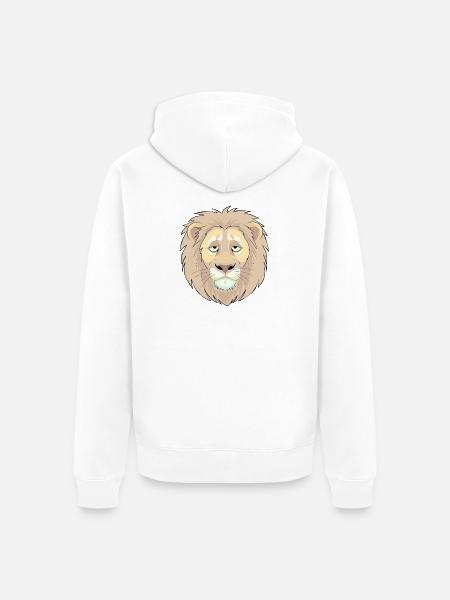 Sleepy Lion Cartoon-Gesicht - Unisex Premium Bio Zip Hoodie - Weiß